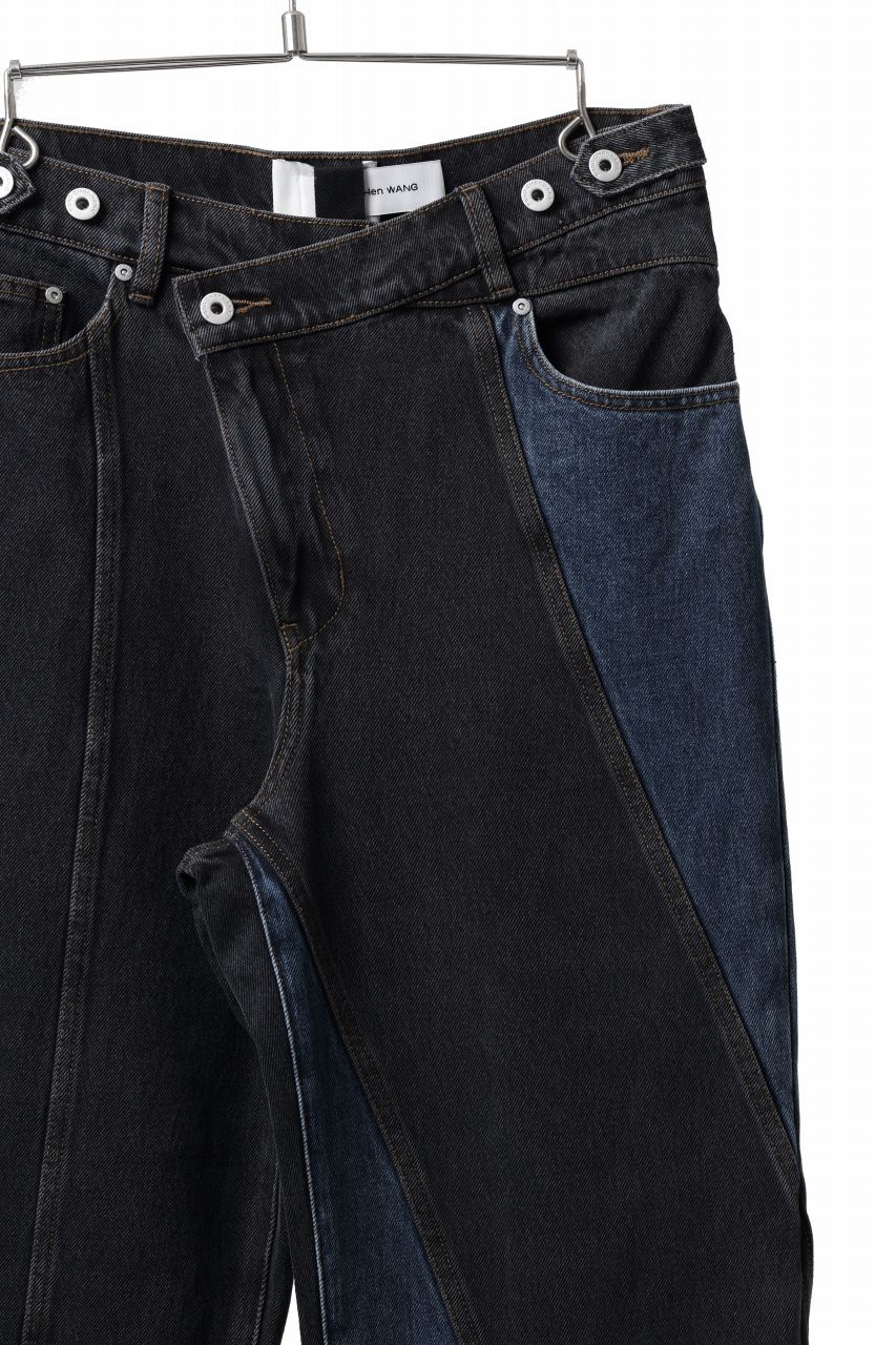 Feng Chen Wang TILTED WASITBAND JEANS TROUSERS (BLACK/BLUE) - Image 5