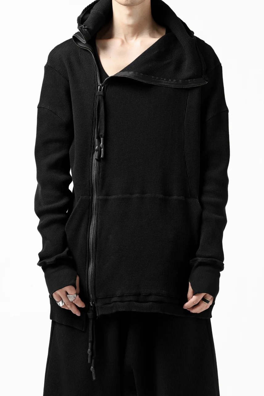 FIRST AID TO THE INJURED CURCULIO ZIP HOODIE / WAFFEL JERSEY (BLACK)
