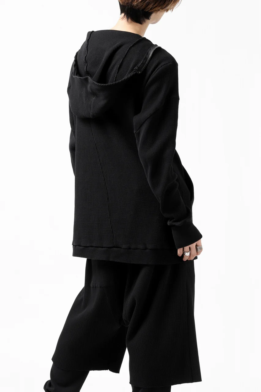 FIRST AID TO THE INJURED CURCULIO ZIP HOODIE / WAFFEL JERSEY (BLACK) - Image 10