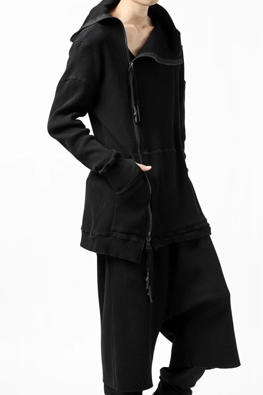 FIRST AID TO THE INJURED CURCULIO ZIP HOODIE / WAFFEL JERSEY (BLACK) - Image 11