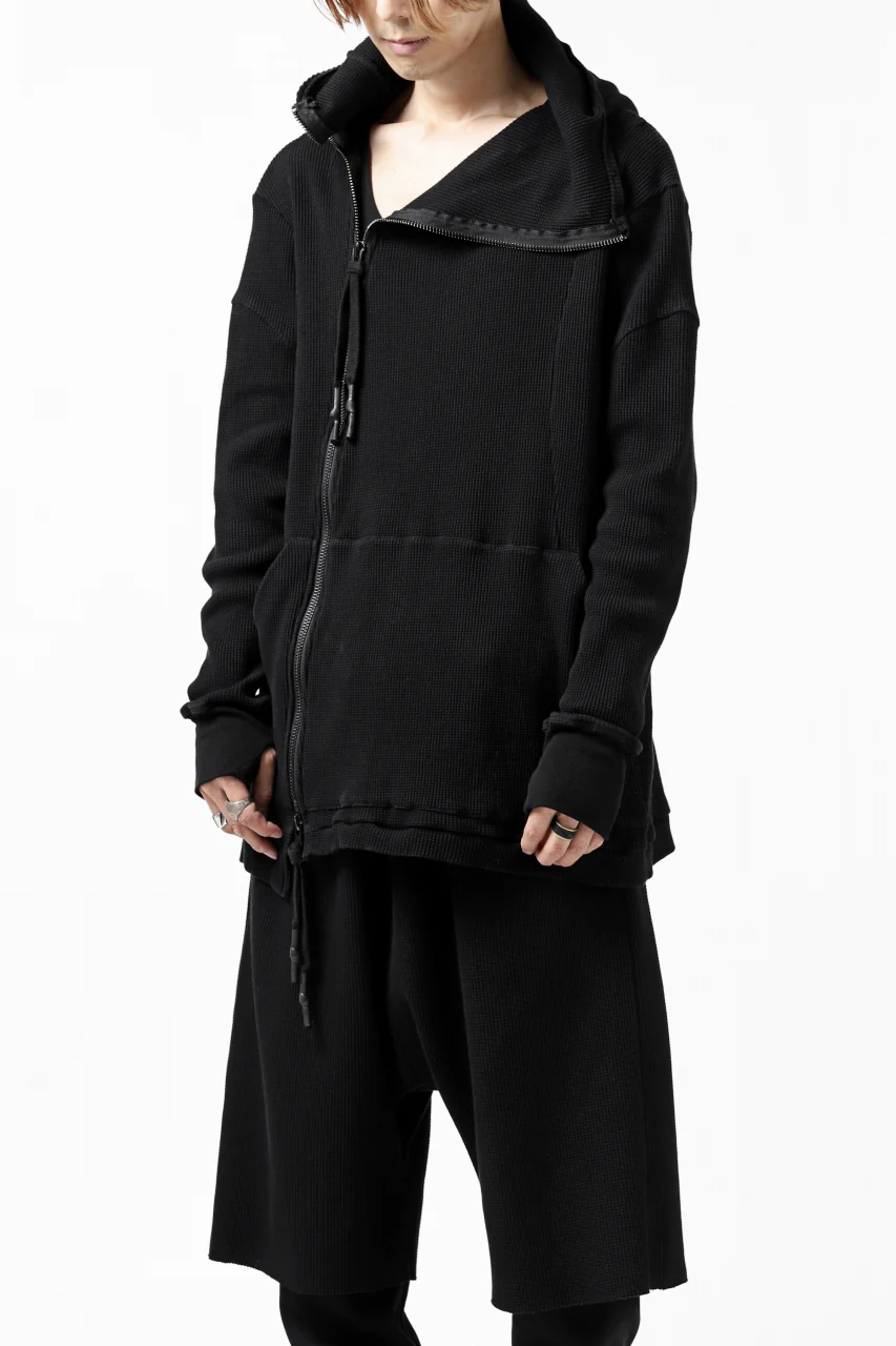 FIRST AID TO THE INJURED CURCULIO ZIP HOODIE / WAFFEL JERSEY (BLACK) - Image 12