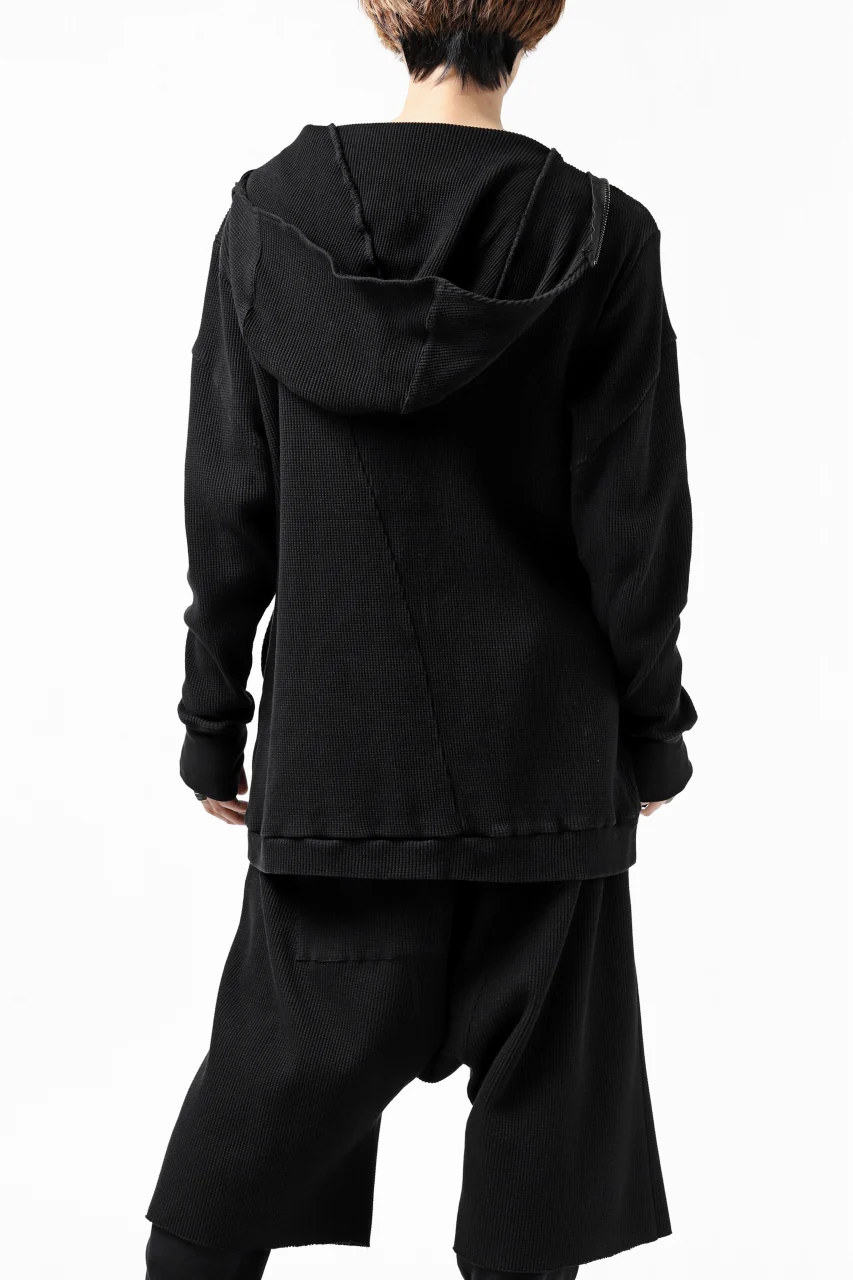 FIRST AID TO THE INJURED CURCULIO ZIP HOODIE / WAFFEL JERSEY (BLACK) - Image 13