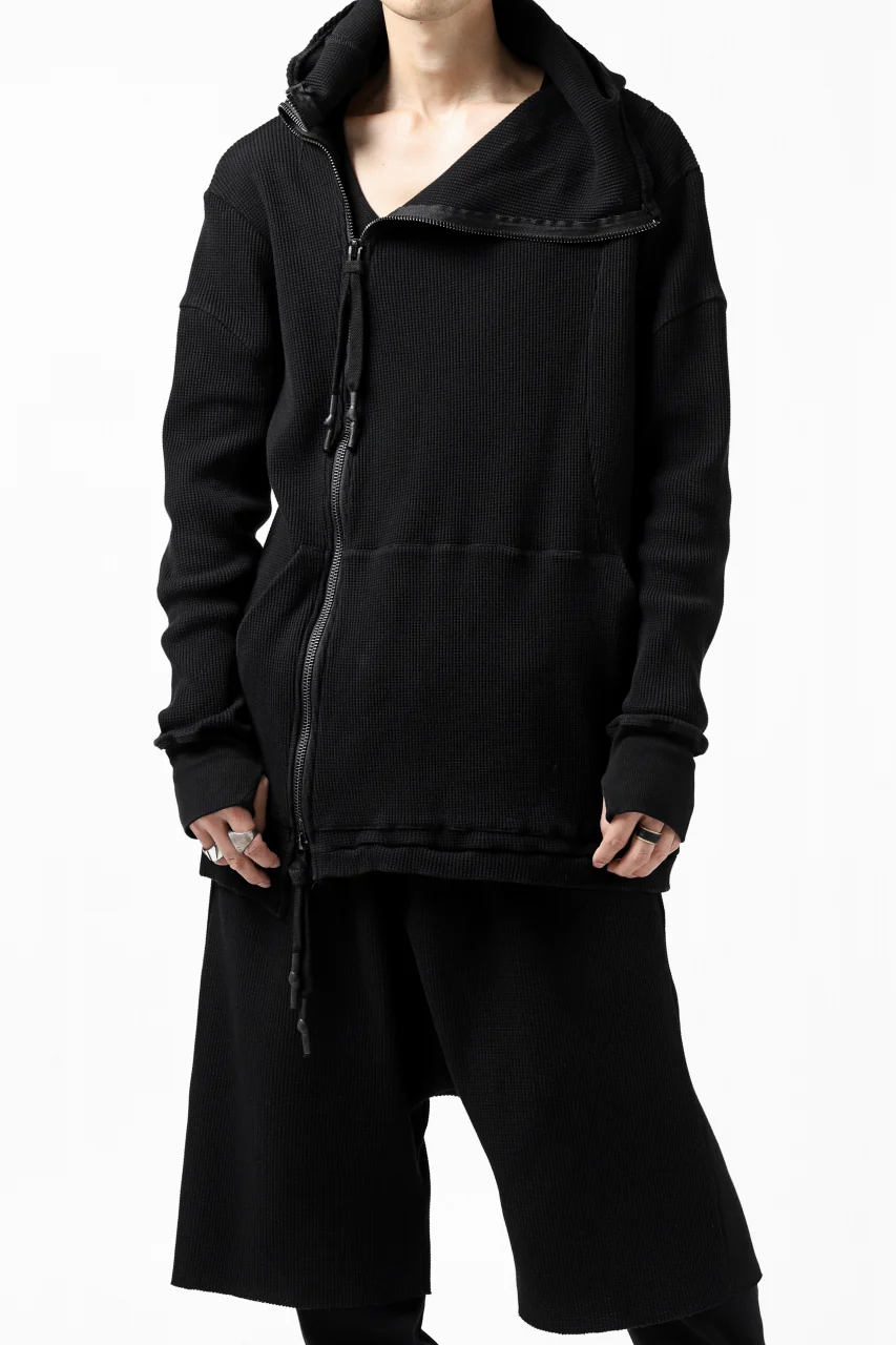 FIRST AID TO THE INJURED CURCULIO ZIP HOODIE / WAFFEL JERSEY (BLACK) - Image 14