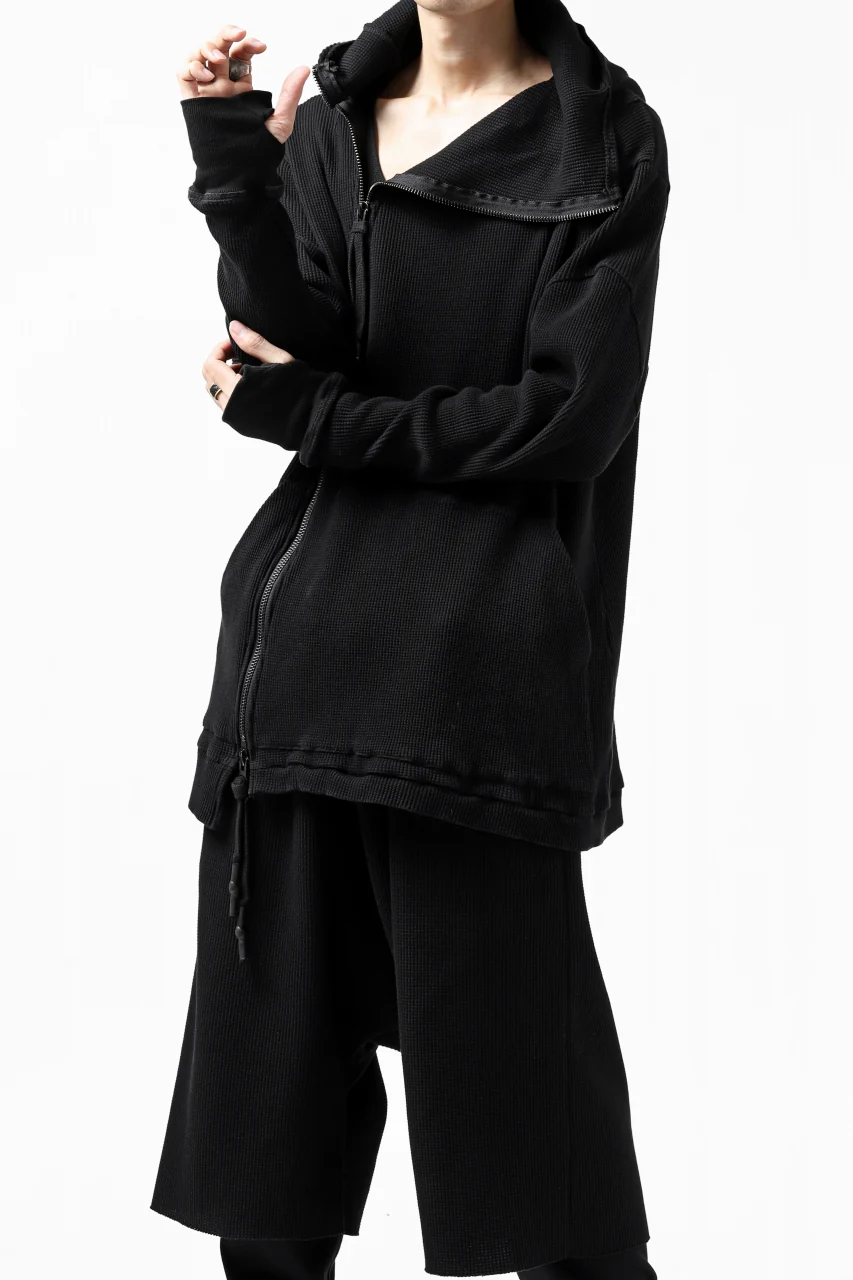 FIRST AID TO THE INJURED CURCULIO ZIP HOODIE / WAFFEL JERSEY (BLACK) - Image 15