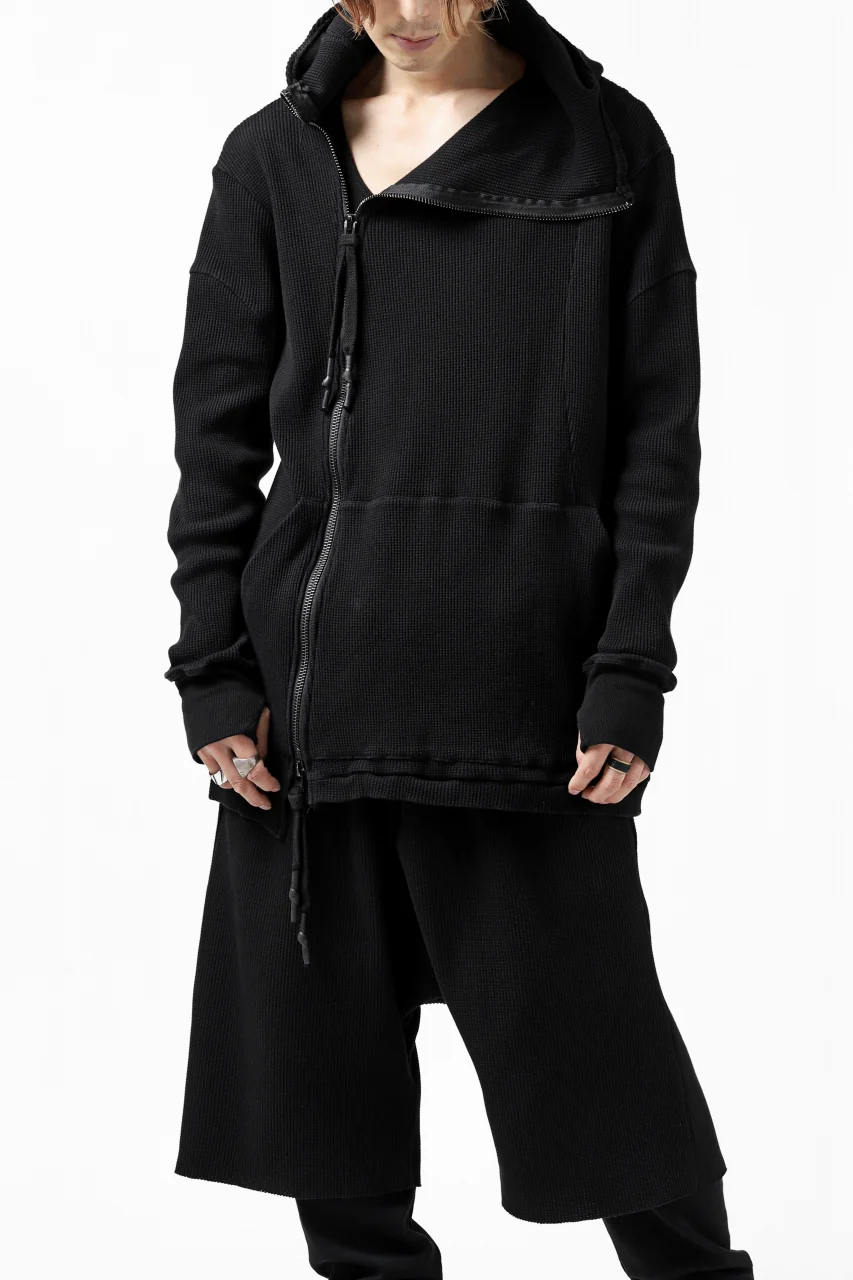 FIRST AID TO THE INJURED CURCULIO ZIP HOODIE / WAFFEL JERSEY (BLACK) - Image 16