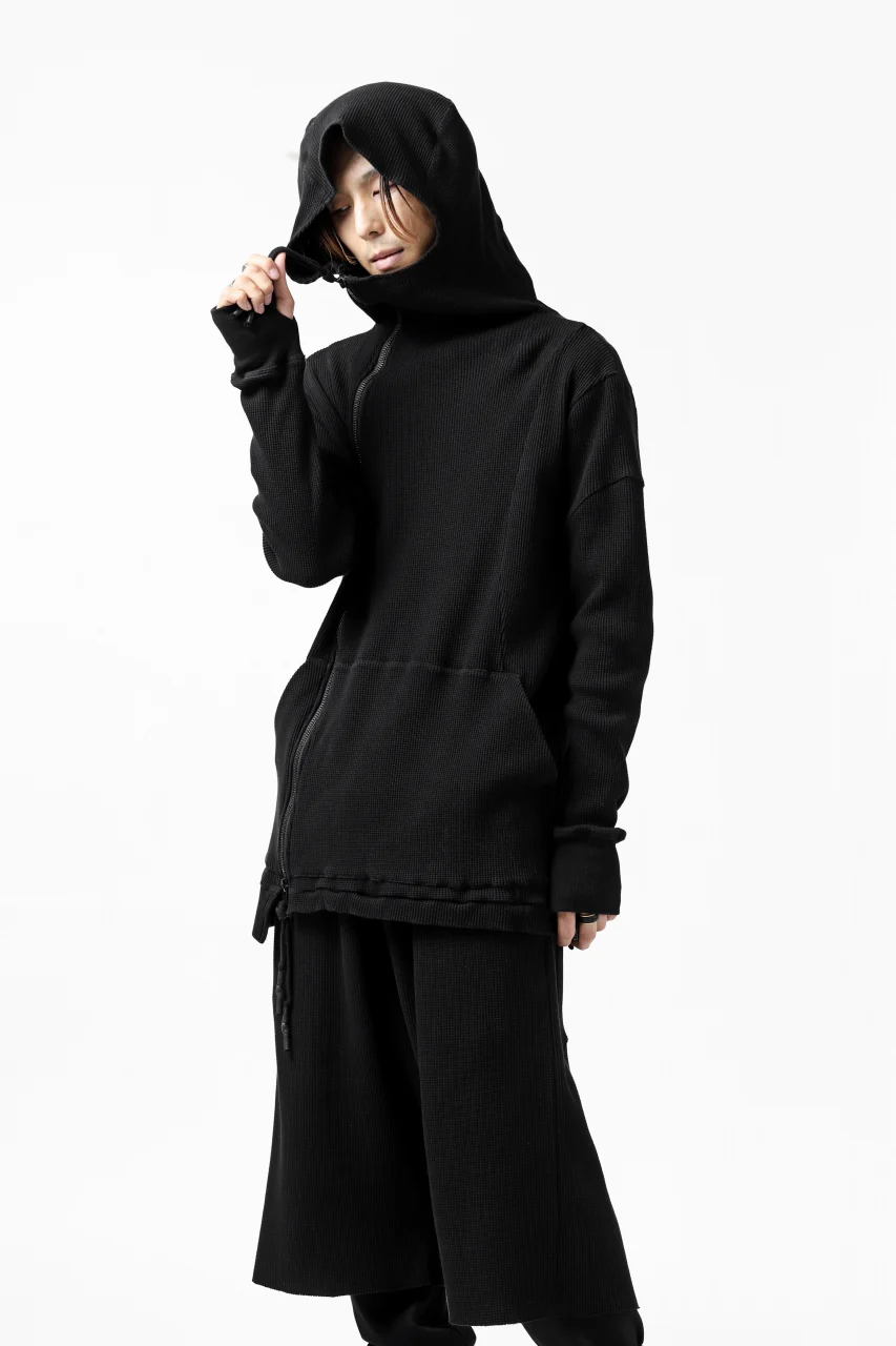 FIRST AID TO THE INJURED CURCULIO ZIP HOODIE / WAFFEL JERSEY (BLACK) - Image 17