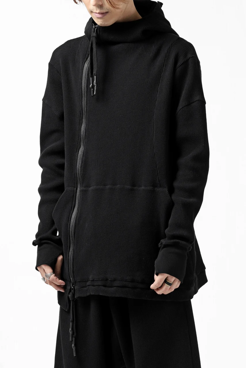 FIRST AID TO THE INJURED CURCULIO ZIP HOODIE / WAFFEL JERSEY (BLACK) - Image 19