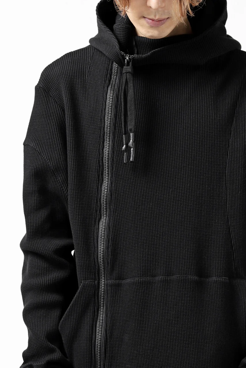 FIRST AID TO THE INJURED CURCULIO ZIP HOODIE / WAFFEL JERSEY (BLACK) - Image 20