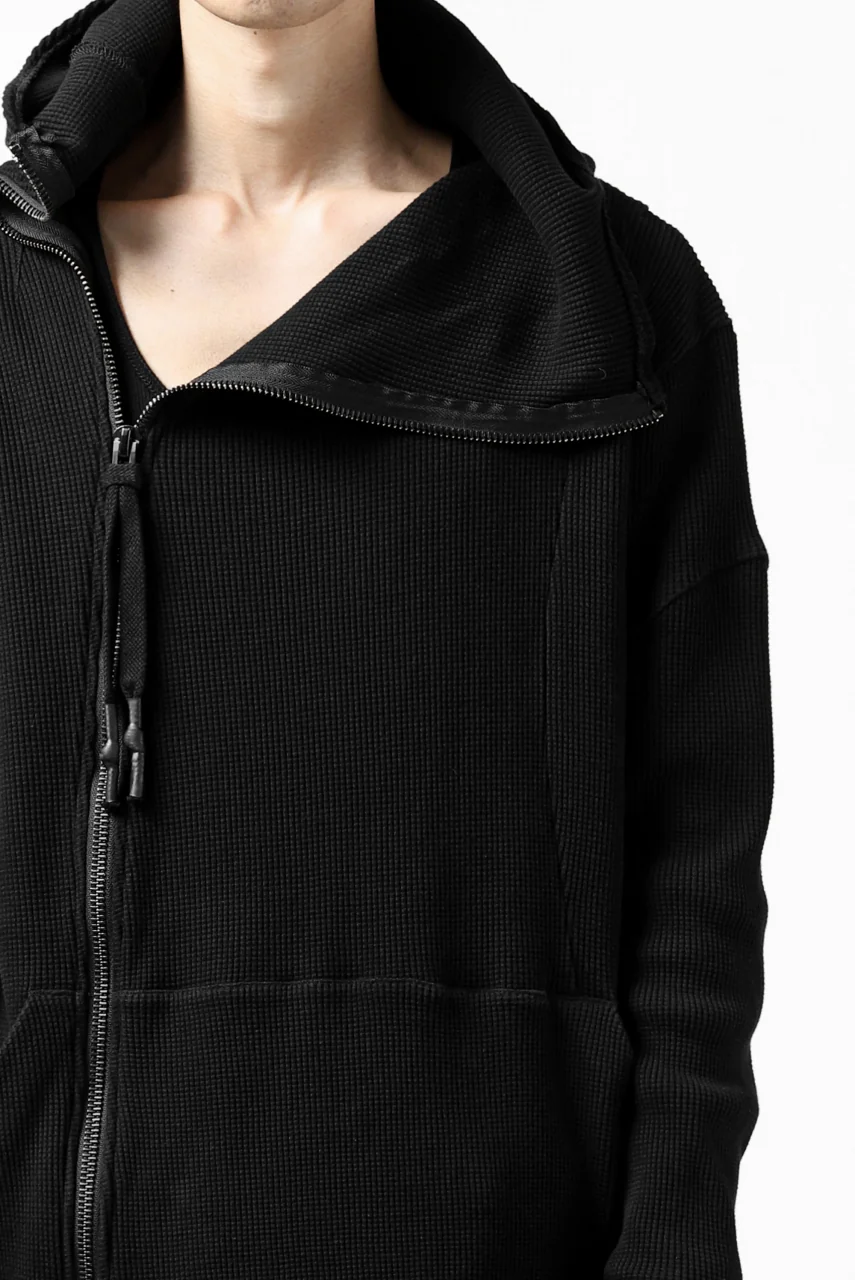 FIRST AID TO THE INJURED CURCULIO ZIP HOODIE / WAFFEL JERSEY (BLACK) - Image 21