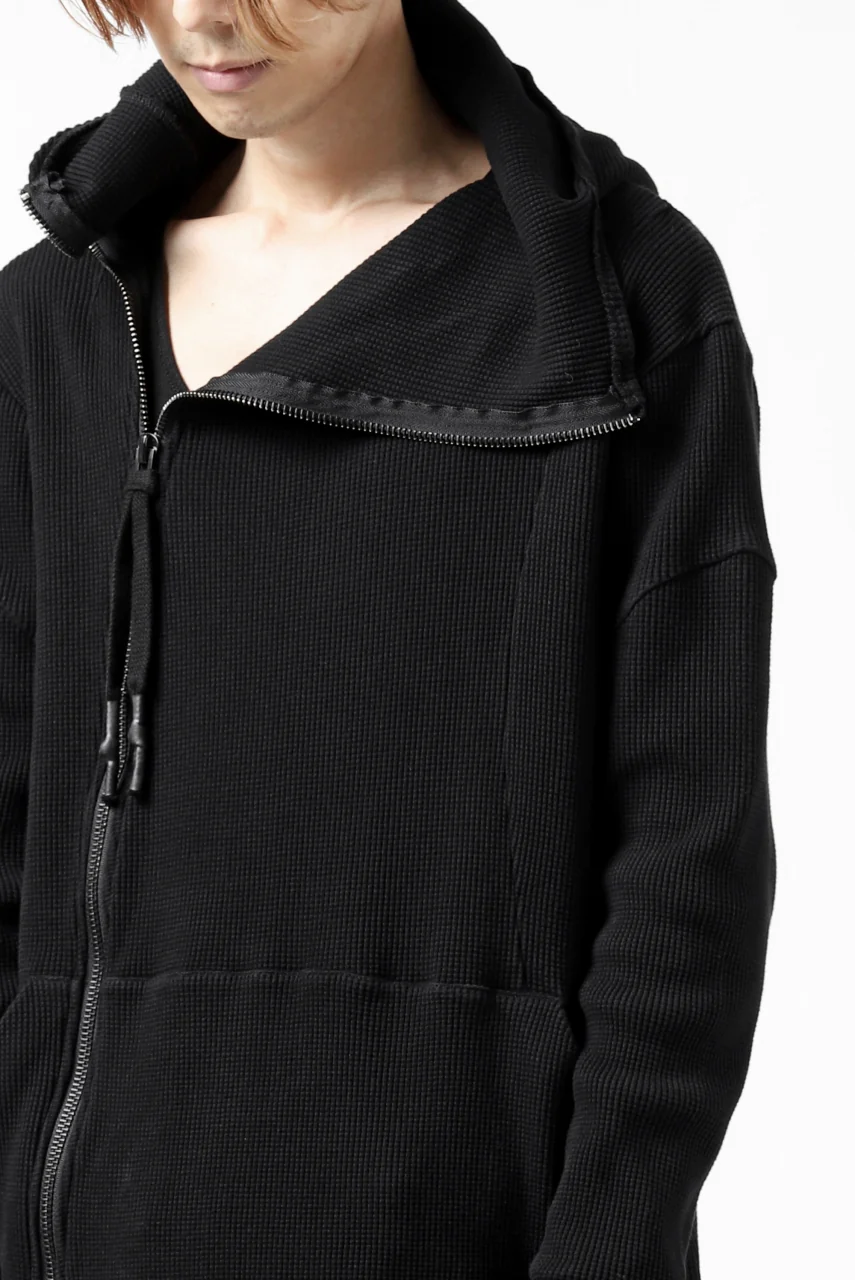 FIRST AID TO THE INJURED CURCULIO ZIP HOODIE / WAFFEL JERSEY (BLACK) - Image 22