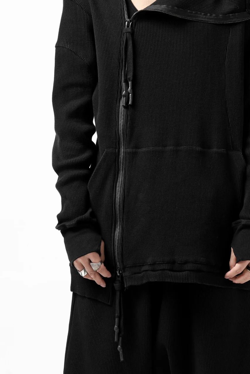FIRST AID TO THE INJURED CURCULIO ZIP HOODIE / WAFFEL JERSEY (BLACK) - Image 23
