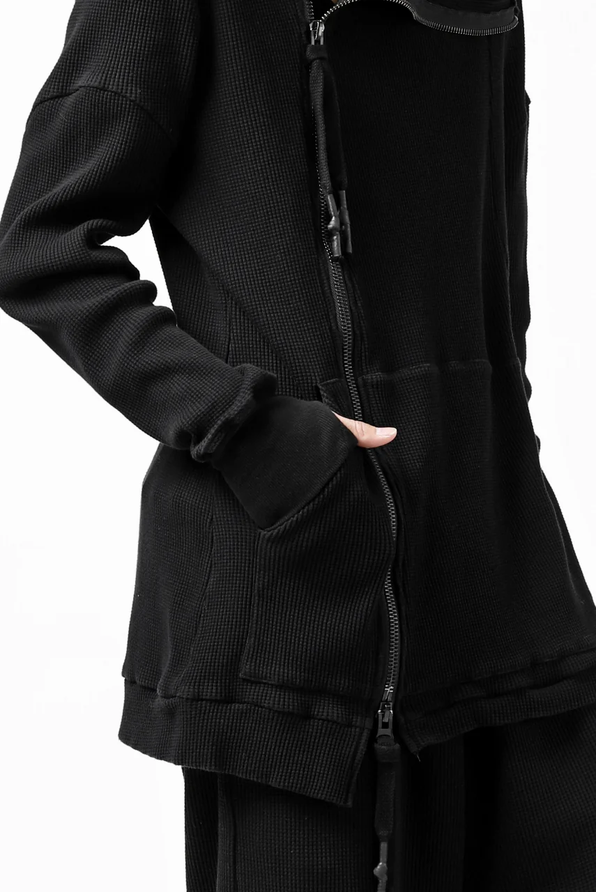 FIRST AID TO THE INJURED CURCULIO ZIP HOODIE / WAFFEL JERSEY (BLACK) - Image 24