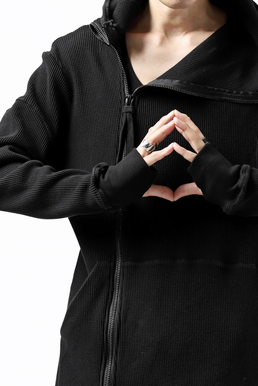 FIRST AID TO THE INJURED CURCULIO ZIP HOODIE / WAFFEL JERSEY (BLACK) - Image 26