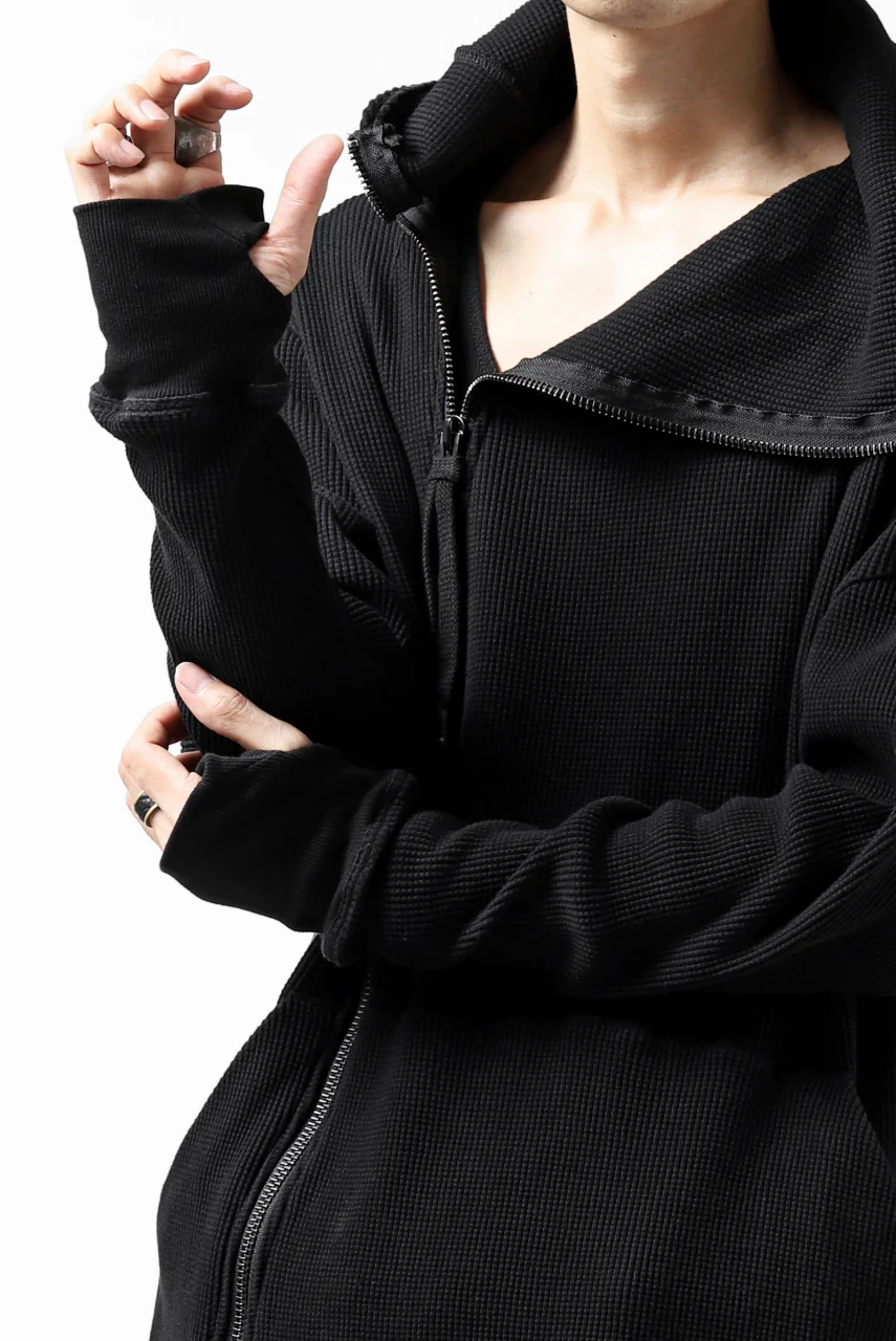 FIRST AID TO THE INJURED CURCULIO ZIP HOODIE / WAFFEL JERSEY (BLACK) - Image 27