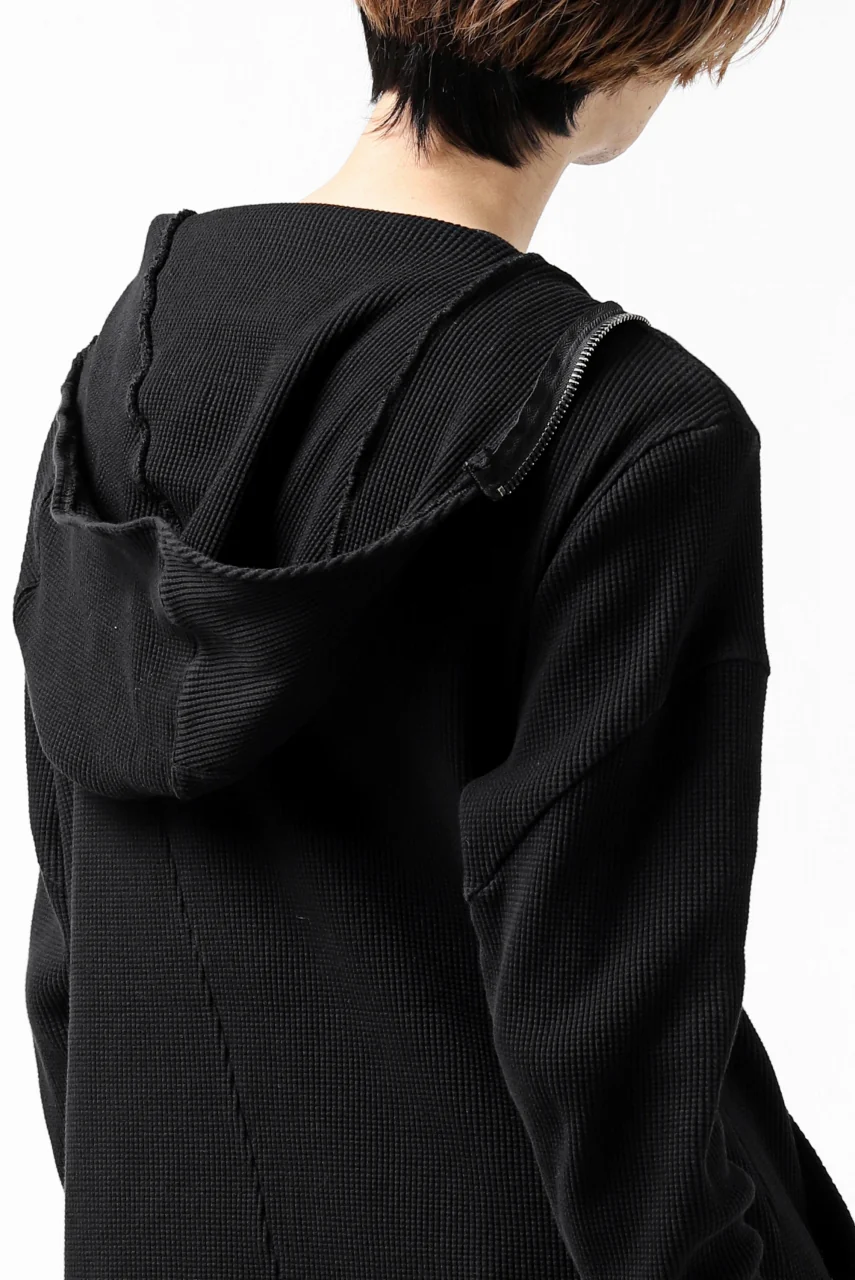 FIRST AID TO THE INJURED CURCULIO ZIP HOODIE / WAFFEL JERSEY (BLACK) - Image 28