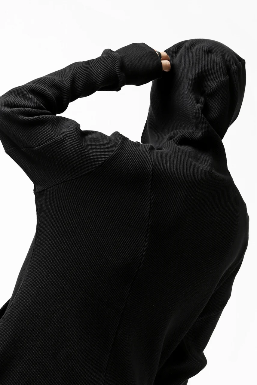 FIRST AID TO THE INJURED CURCULIO ZIP HOODIE / WAFFEL JERSEY (BLACK) - Image 30