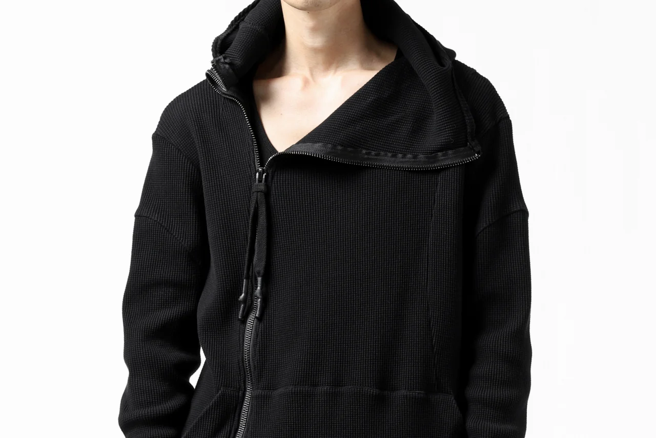 FIRST AID TO THE INJURED CURCULIO ZIP HOODIE / WAFFEL JERSEY (BLACK) - Image 33