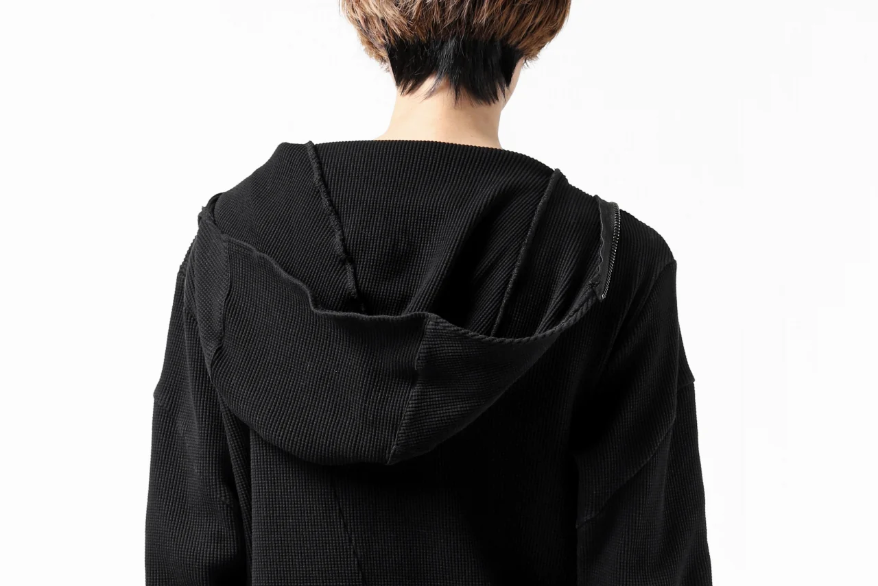 FIRST AID TO THE INJURED CURCULIO ZIP HOODIE / WAFFEL JERSEY (BLACK) - Image 34