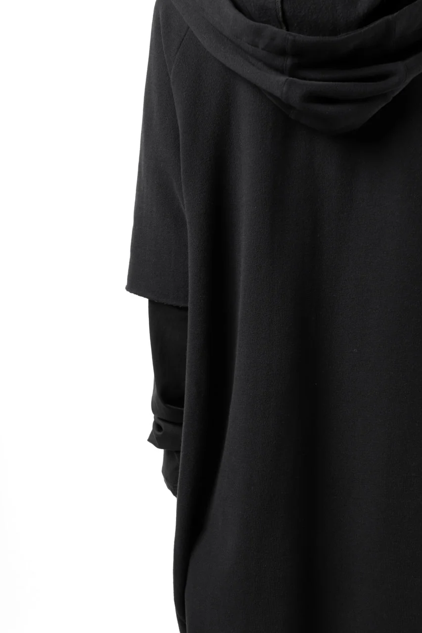FIRST AID TO THE INJURED HOODY LAYERED SLEEVE ZIP PARKA / FRENCH TERRY + JERSEY (BLACK) - Image 17