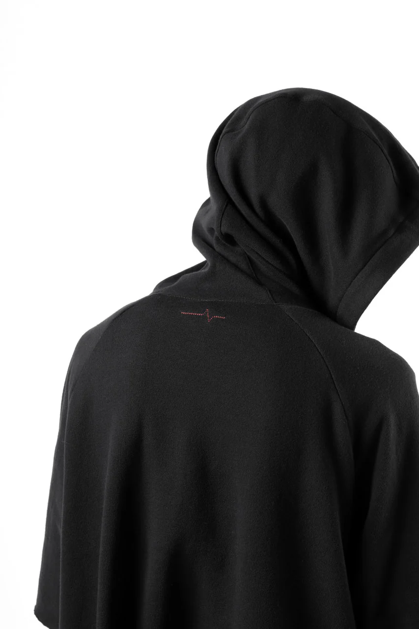 FIRST AID TO THE INJURED HOODY LAYERED SLEEVE ZIP PARKA / FRENCH TERRY + JERSEY (BLACK) - Image 18