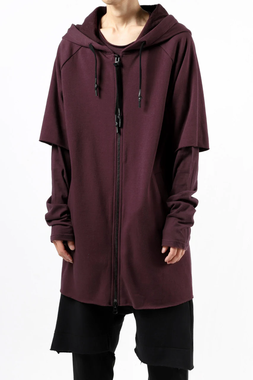 FIRST AID TO THE INJURED HOODY LAYERED SLEEVE ZIP PARKA / FRENCH TERRY + JERSEY (OXE) - Image 3