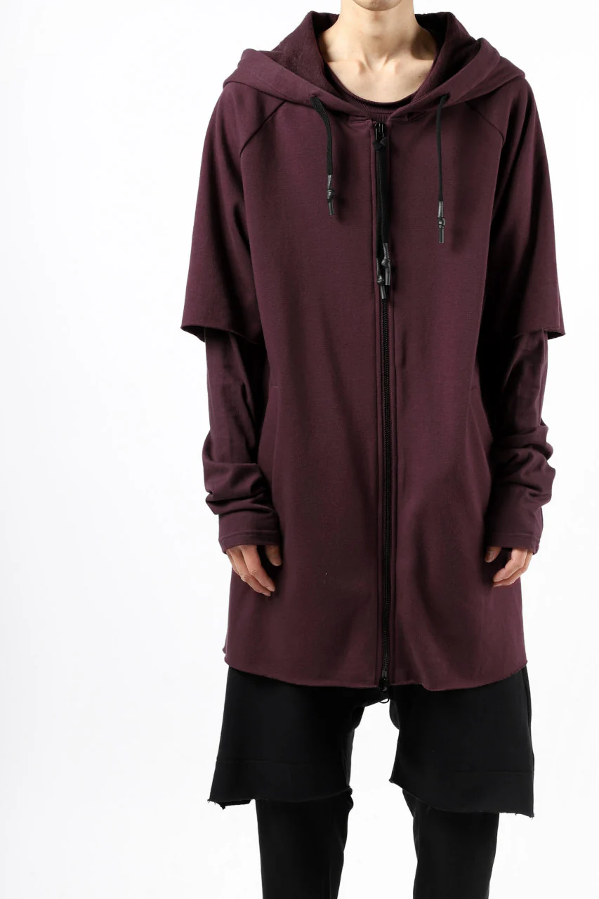 FIRST AID TO THE INJURED HOODY LAYERED SLEEVE ZIP PARKA / FRENCH TERRY + JERSEY (OXE) - Image 6