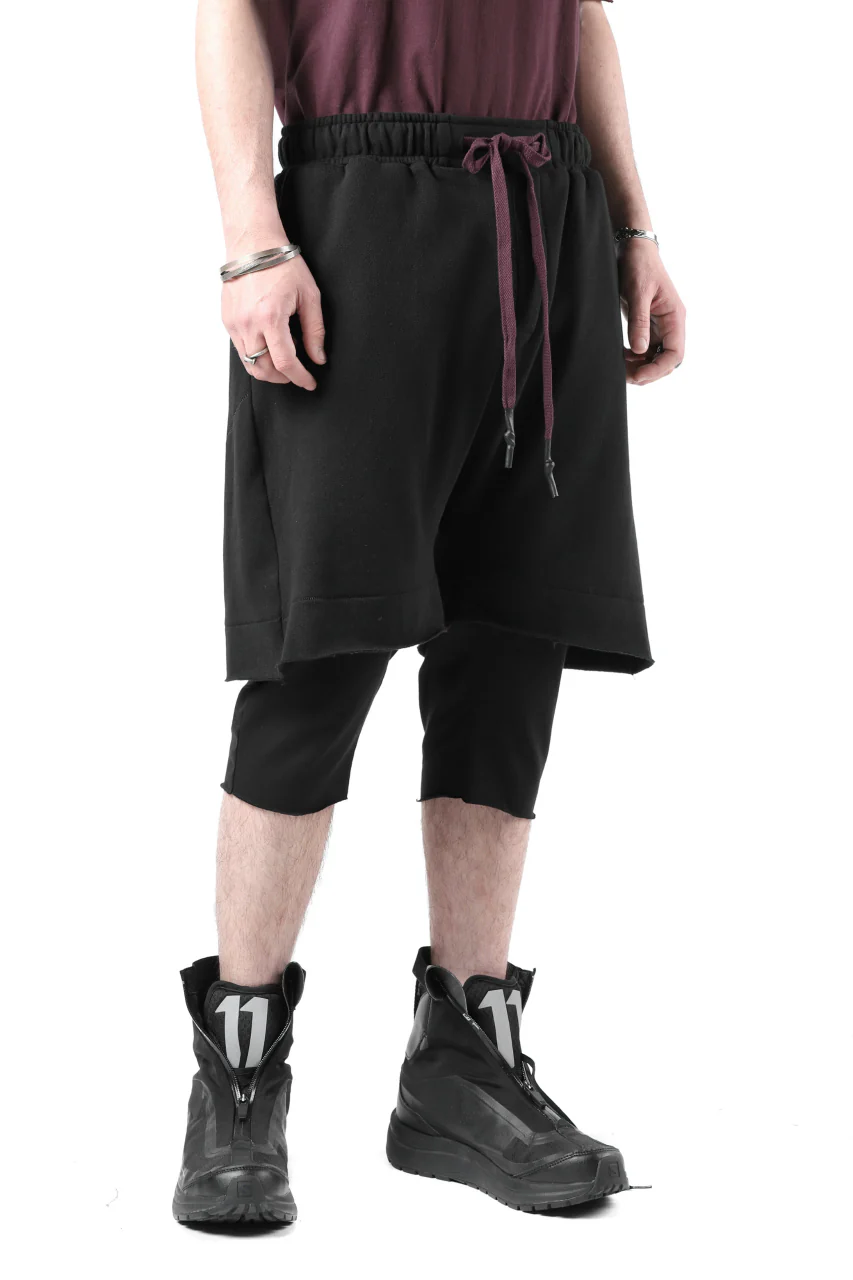 FIRST AID TO THE INJURED LAYERED SHORT PANTS / FRENCH TERRY + JERSEY (BLACK) - Image 10
