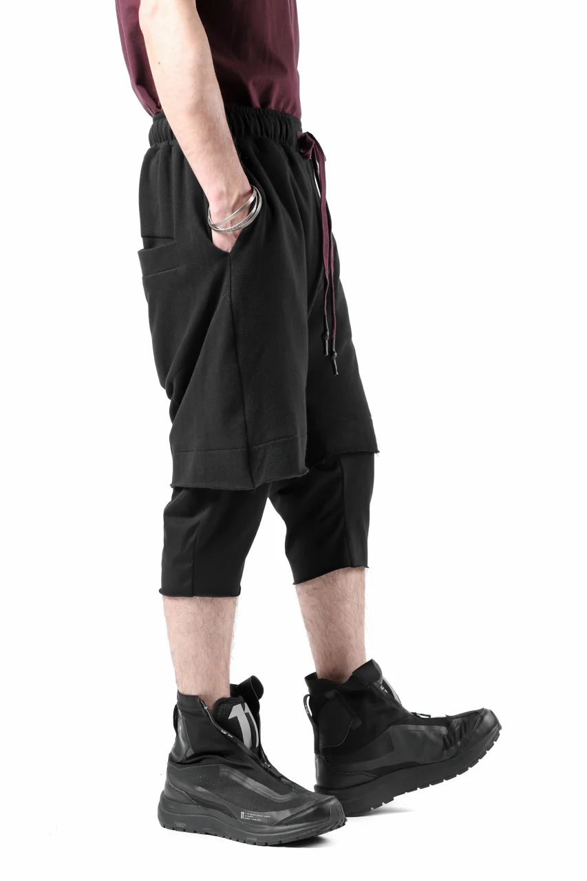 FIRST AID TO THE INJURED LAYERED SHORT PANTS / FRENCH TERRY + JERSEY (BLACK) - Image 11