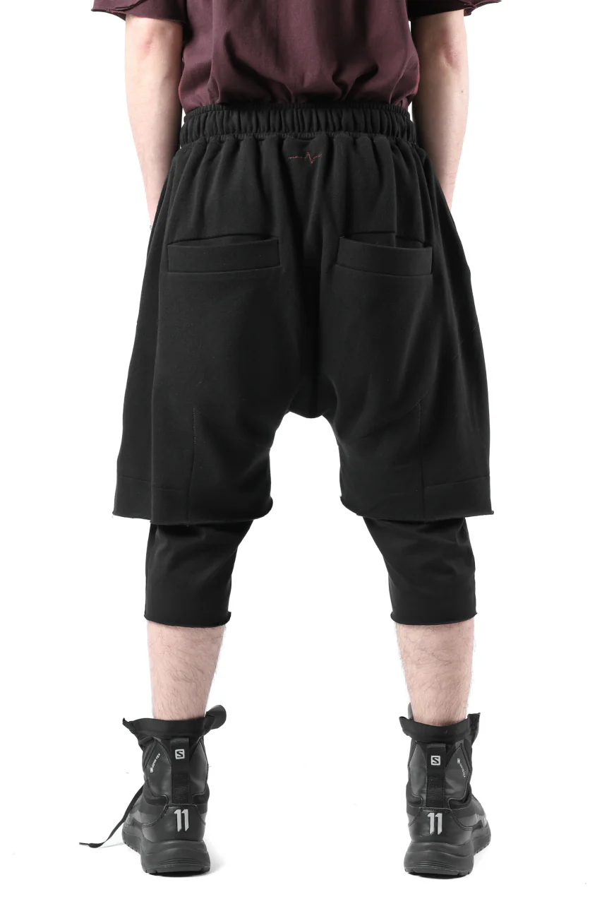 FIRST AID TO THE INJURED LAYERED SHORT PANTS / FRENCH TERRY + JERSEY (BLACK) - Image 12