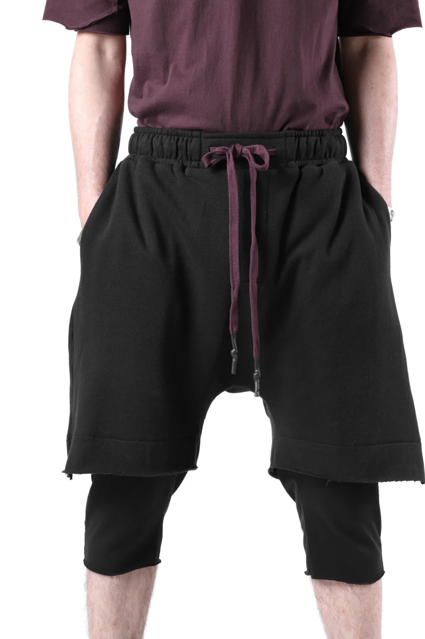 FIRST AID TO THE INJURED LAYERED SHORT PANTS / FRENCH TERRY + JERSEY (BLACK) - Image 15