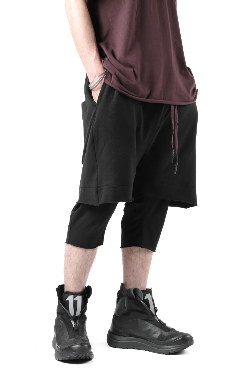 FIRST AID TO THE INJURED LAYERED SHORT PANTS / FRENCH TERRY + JERSEY (BLACK) - Image 21