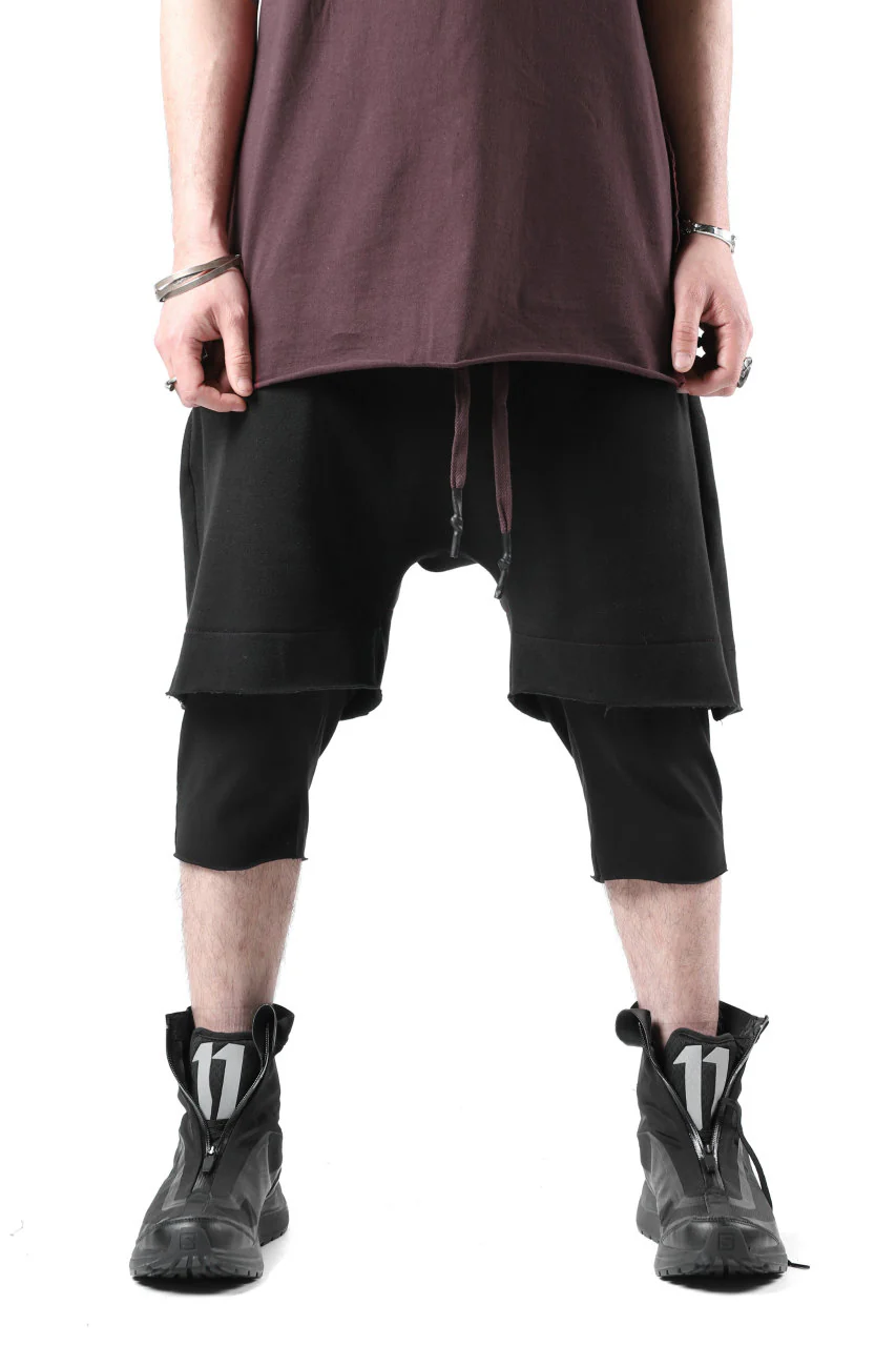 FIRST AID TO THE INJURED LAYERED SHORT PANTS / FRENCH TERRY + JERSEY (BLACK) - Image 22
