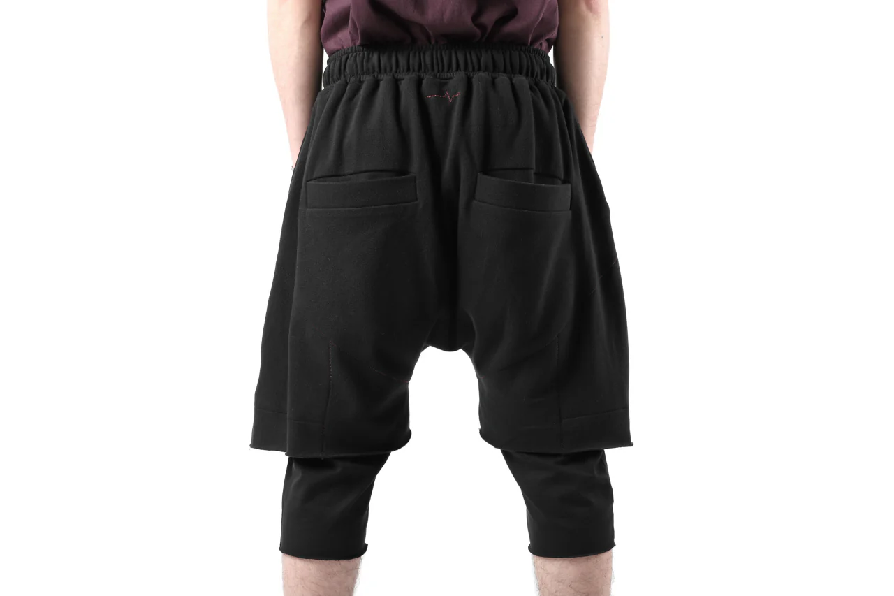FIRST AID TO THE INJURED LAYERED SHORT PANTS / FRENCH TERRY + JERSEY (BLACK) - Image 26