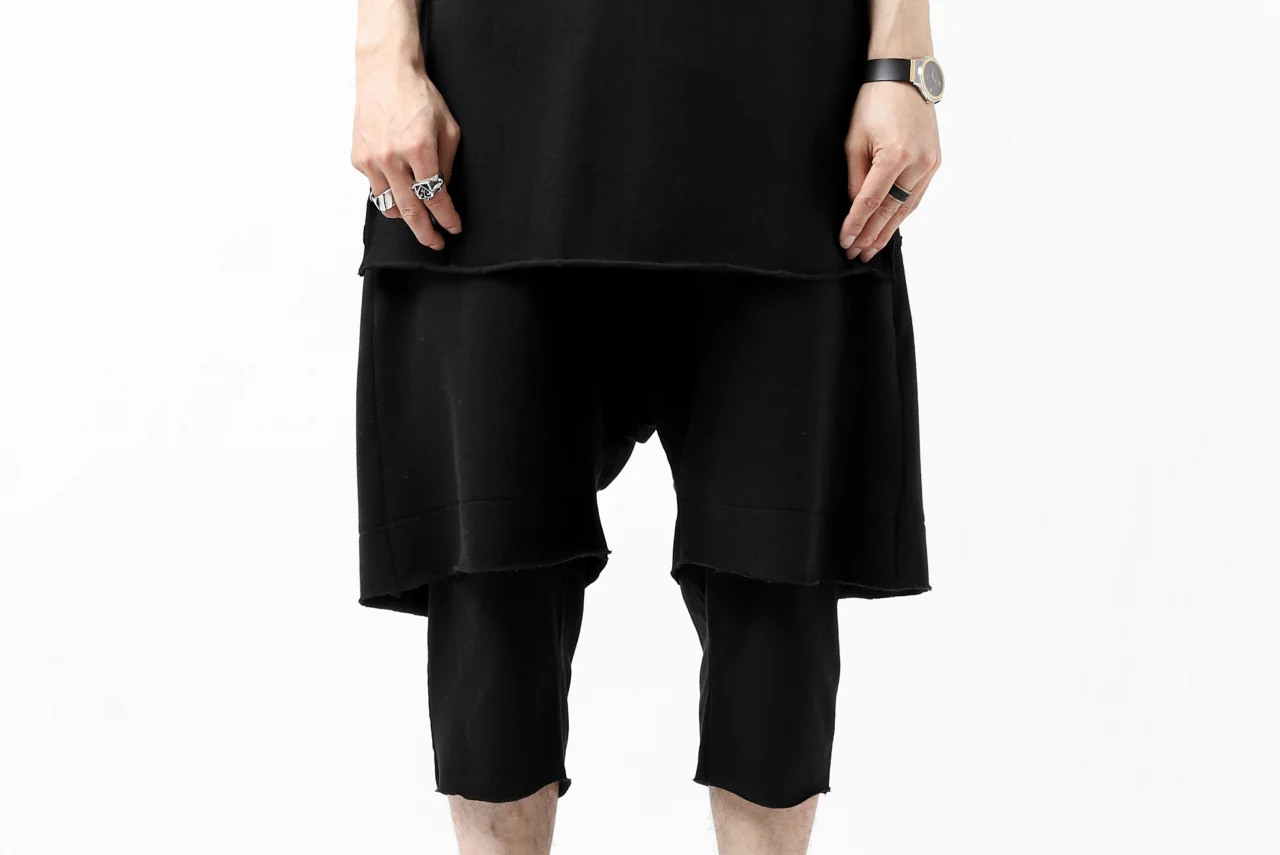 FIRST AID TO THE INJURED LAYERED SHORT PANTS / FRENCH TERRY + JERSEY (BLACK) - Image 29