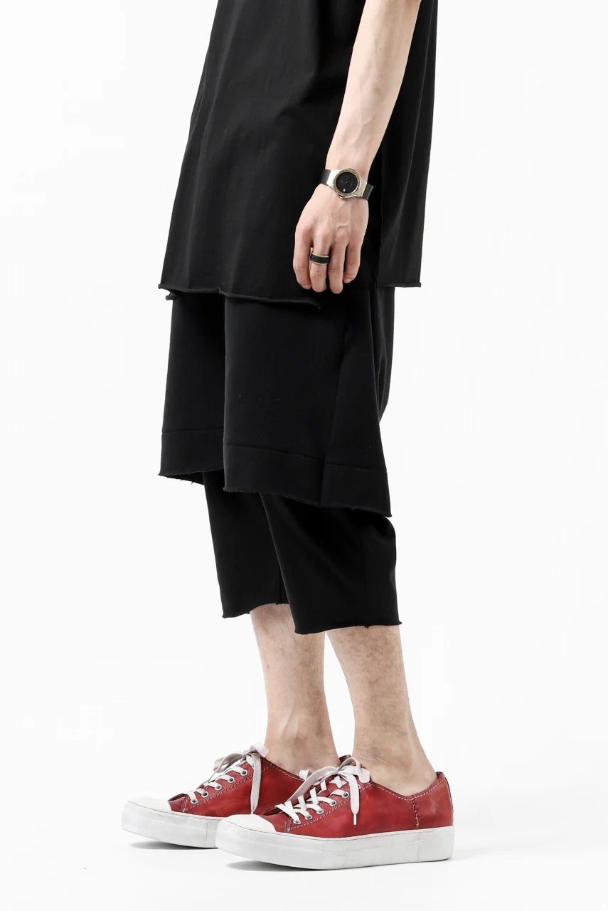 FIRST AID TO THE INJURED LAYERED SHORT PANTS / FRENCH TERRY + JERSEY (BLACK) - Image 4