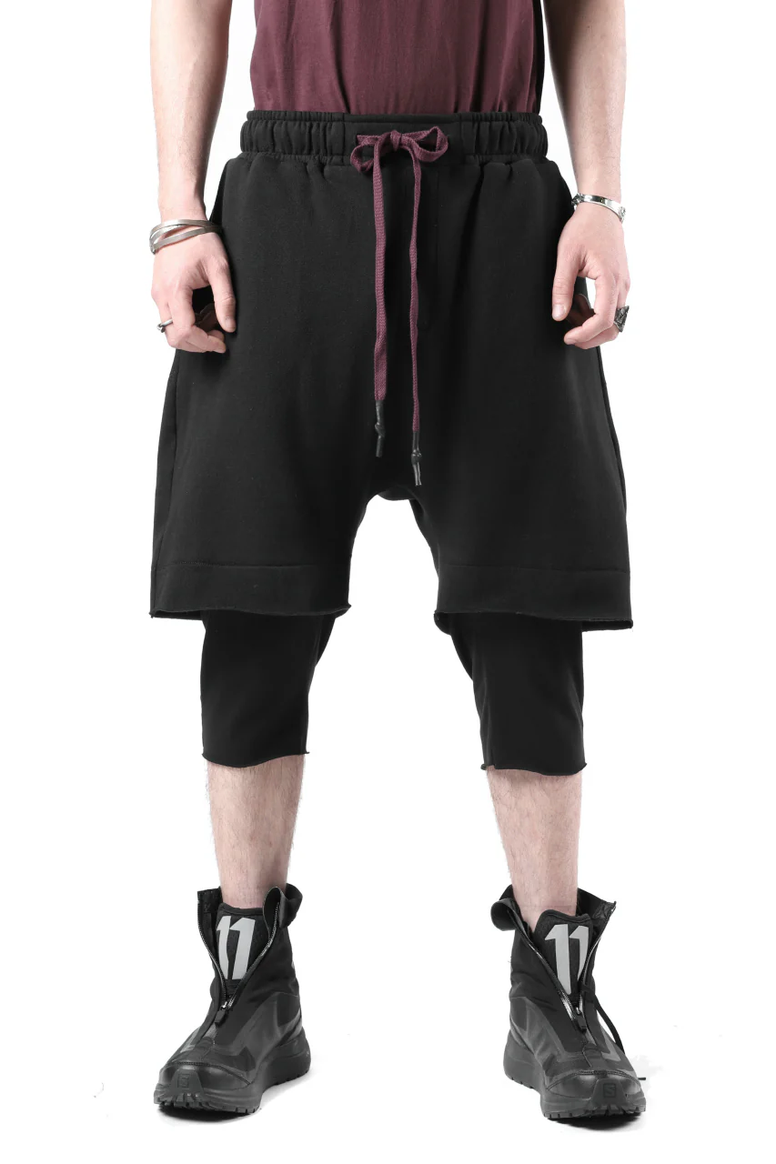 FIRST AID TO THE INJURED LAYERED SHORT PANTS / FRENCH TERRY + JERSEY (BLACK) - Image 7