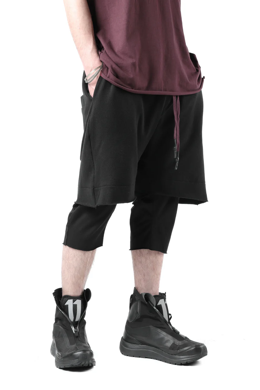 FIRST AID TO THE INJURED LAYERED SHORT PANTS / FRENCH TERRY + JERSEY (BLACK) - Image 8