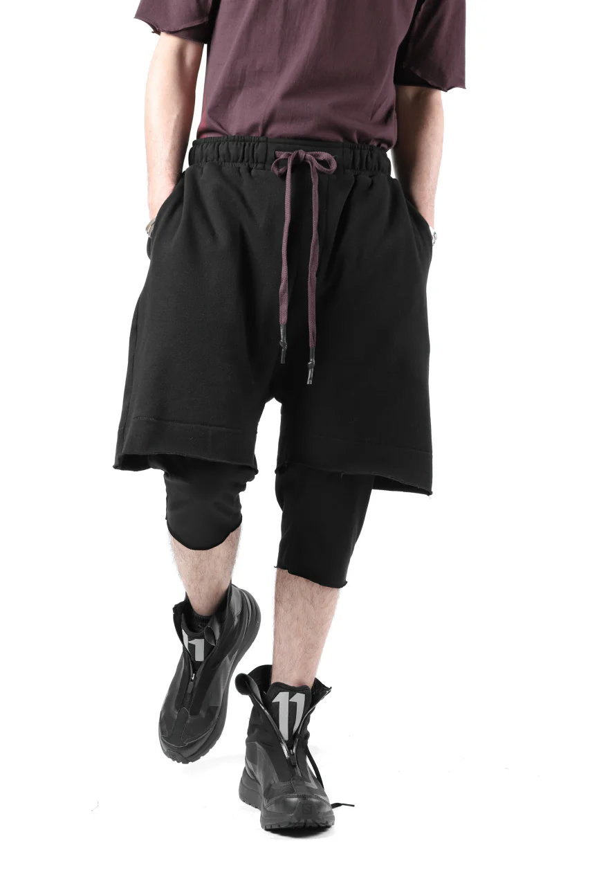 FIRST AID TO THE INJURED LAYERED SHORT PANTS / FRENCH TERRY + JERSEY (BLACK) - Image 9