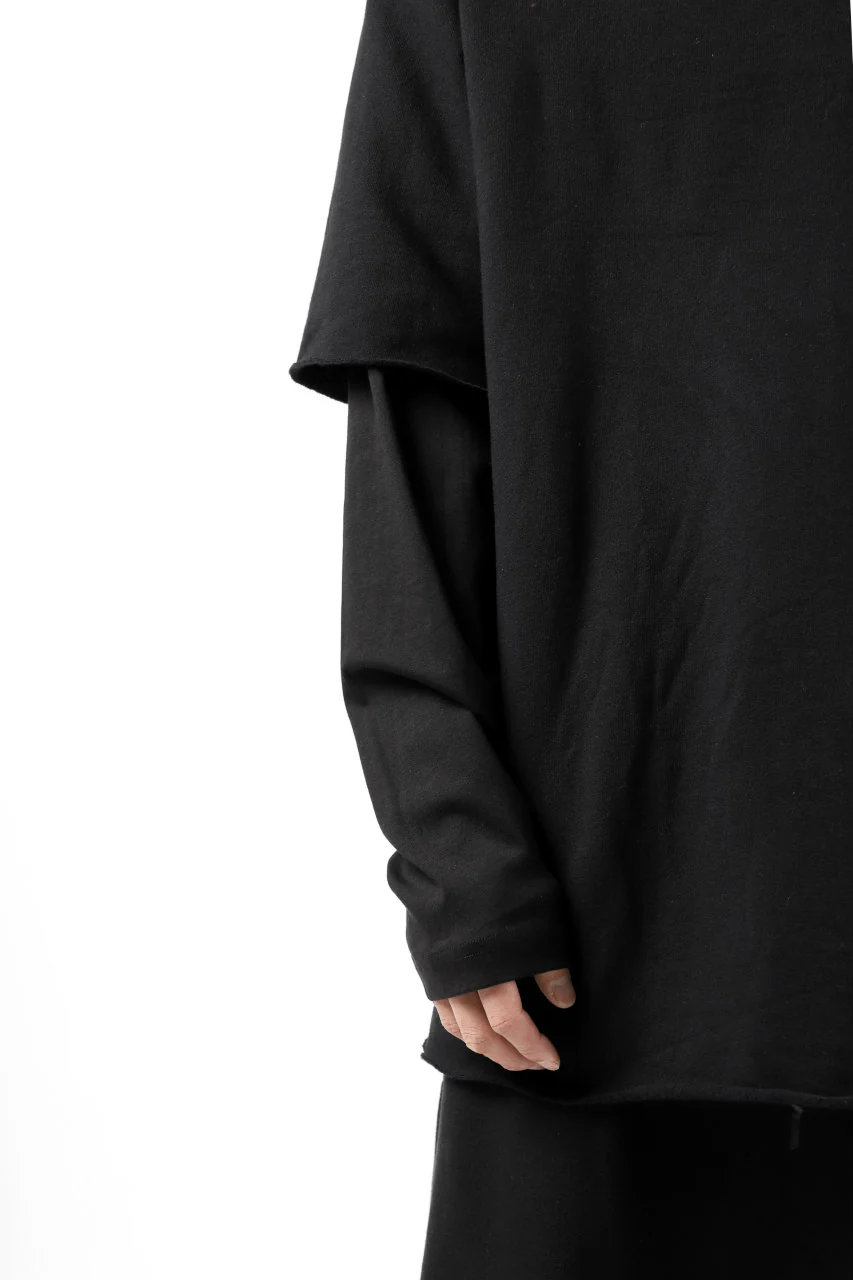FIRST AID TO THE INJURED LAYERED SLEEVE TOPS / FRENCH TERRY + JERSEY (BLACK) - Image 11