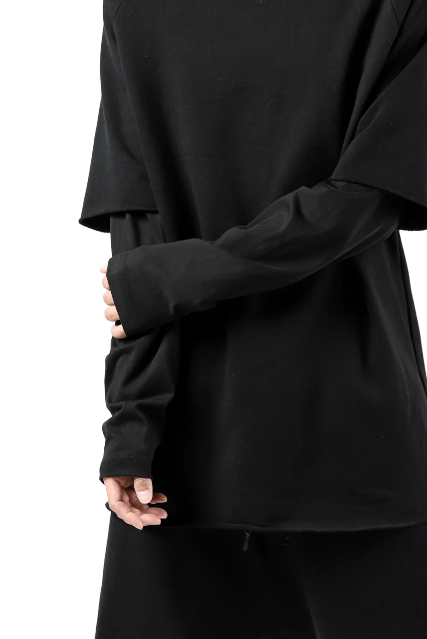 FIRST AID TO THE INJURED LAYERED SLEEVE TOPS / FRENCH TERRY + JERSEY (BLACK) - Image 12