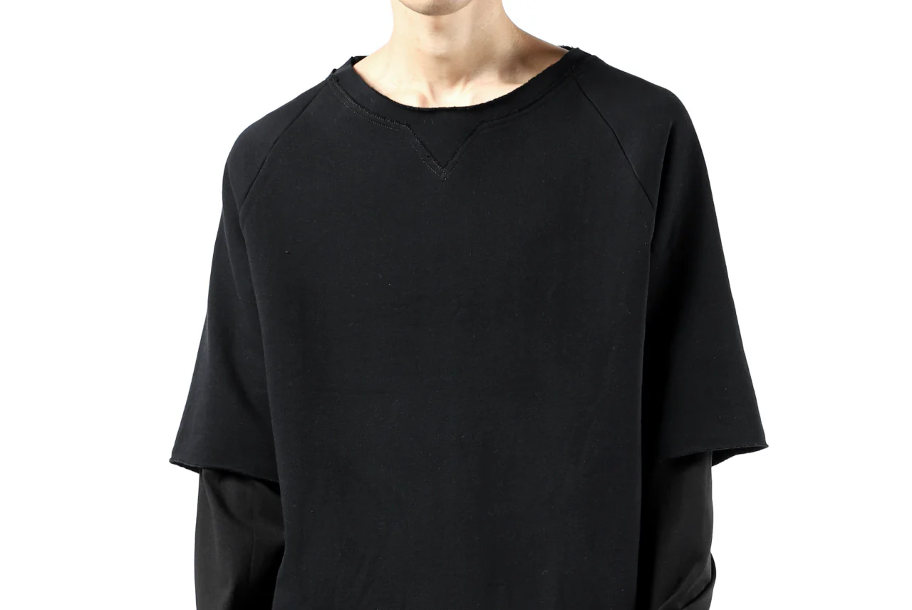 FIRST AID TO THE INJURED LAYERED SLEEVE TOPS / FRENCH TERRY + JERSEY (BLACK) - Image 14