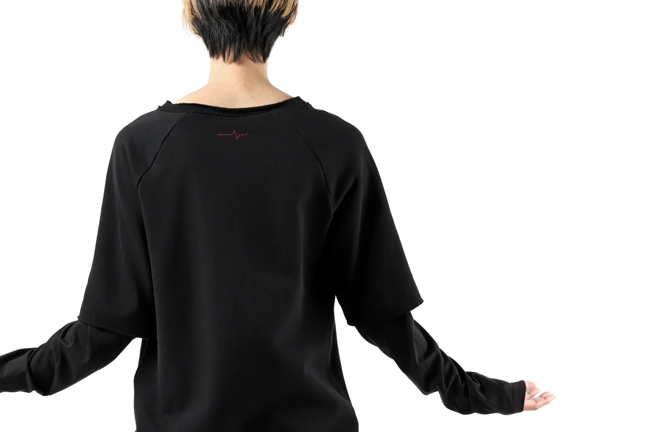 FIRST AID TO THE INJURED LAYERED SLEEVE TOPS / FRENCH TERRY + JERSEY (BLACK) - Image 15