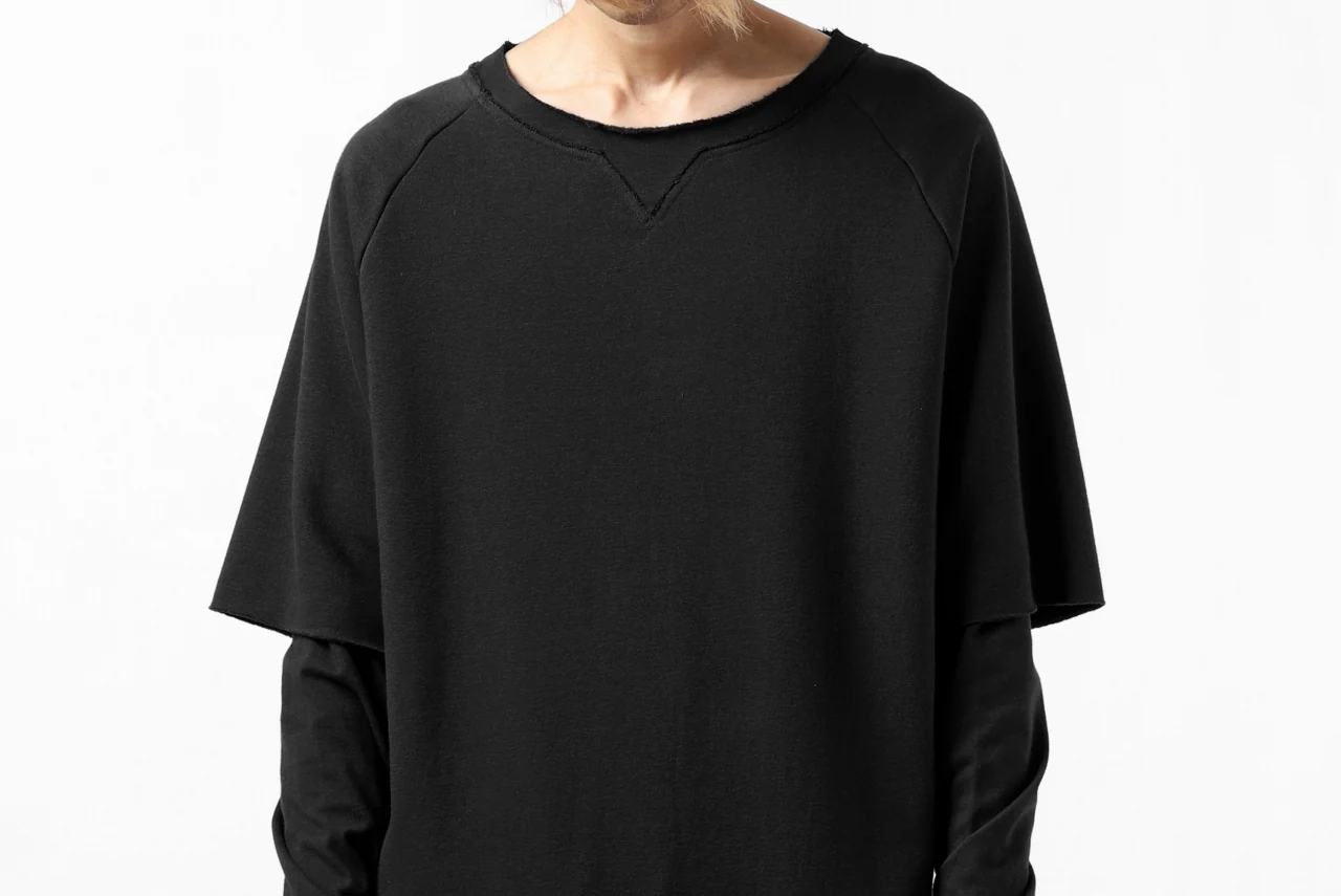 FIRST AID TO THE INJURED LAYERED SLEEVE TOPS / FRENCH TERRY + JERSEY (BLACK) - Image 17