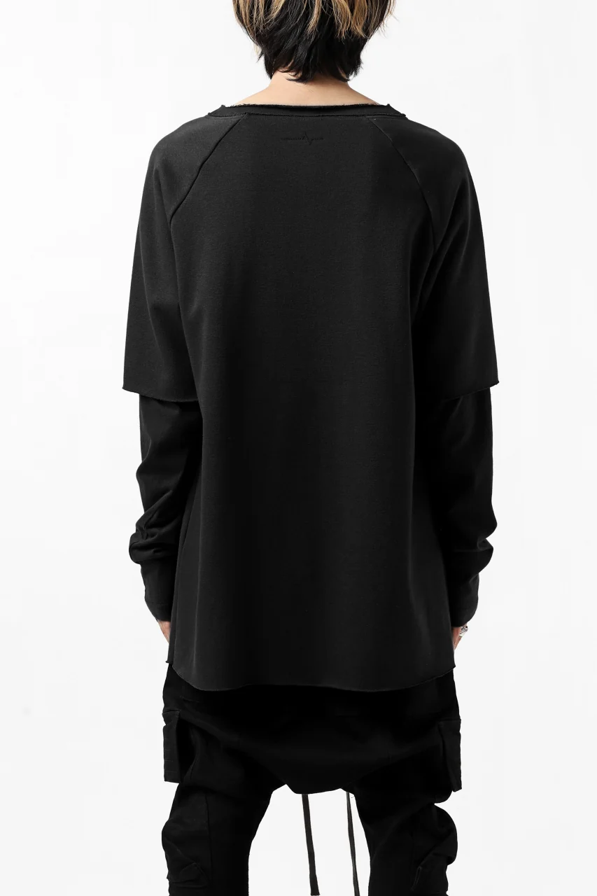 FIRST AID TO THE INJURED LAYERED SLEEVE TOPS / FRENCH TERRY + JERSEY (BLACK) - Image 4