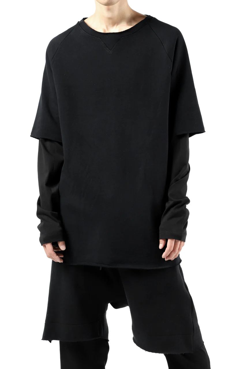 FIRST AID TO THE INJURED LAYERED SLEEVE TOPS / FRENCH TERRY + JERSEY (BLACK) - Image 5