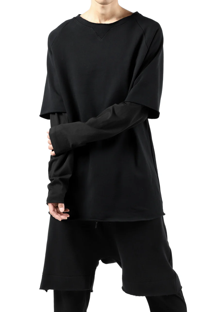 FIRST AID TO THE INJURED LAYERED SLEEVE TOPS / FRENCH TERRY + JERSEY (BLACK) - Image 6