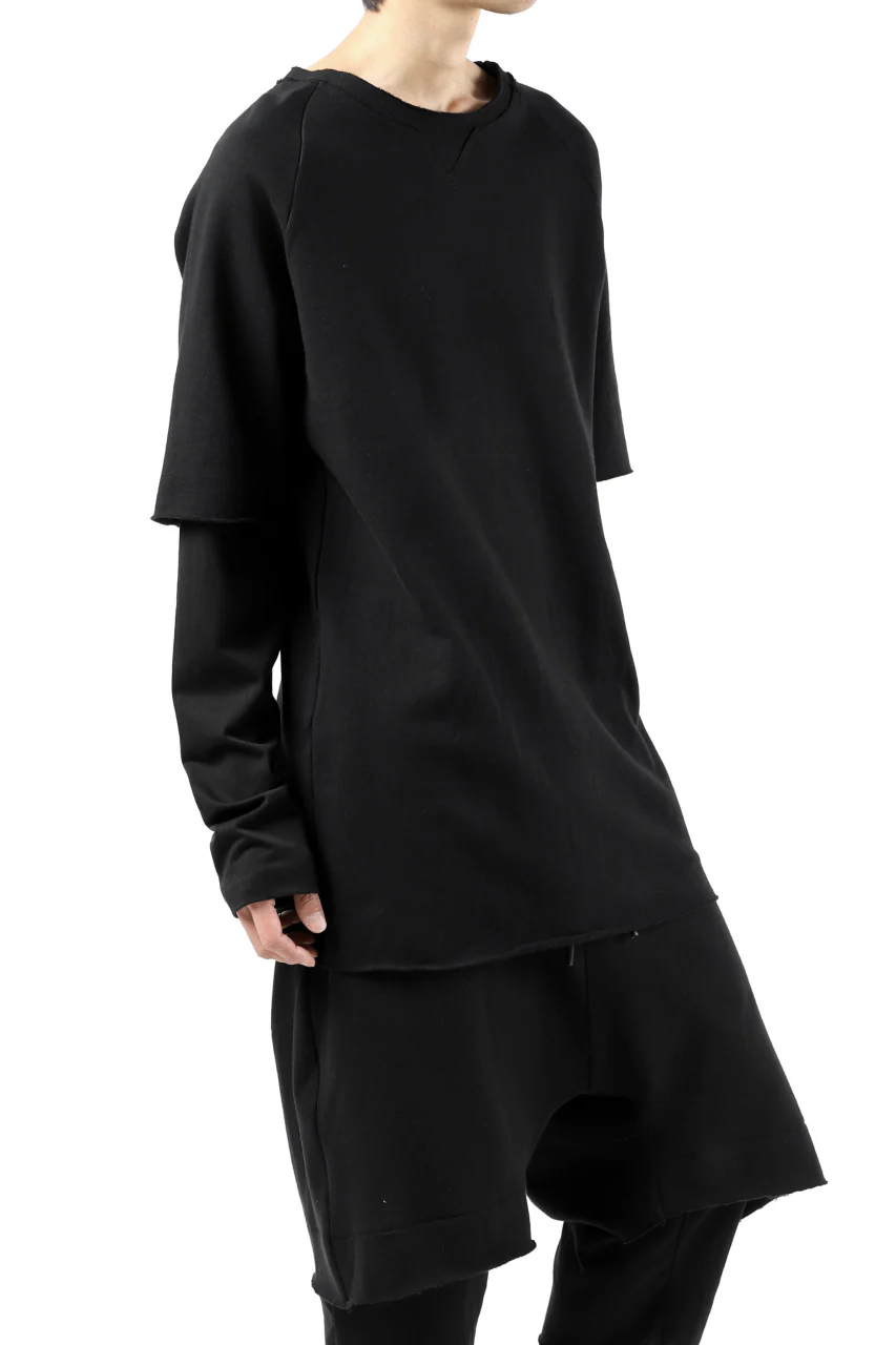 FIRST AID TO THE INJURED LAYERED SLEEVE TOPS / FRENCH TERRY + JERSEY (BLACK) - Image 7
