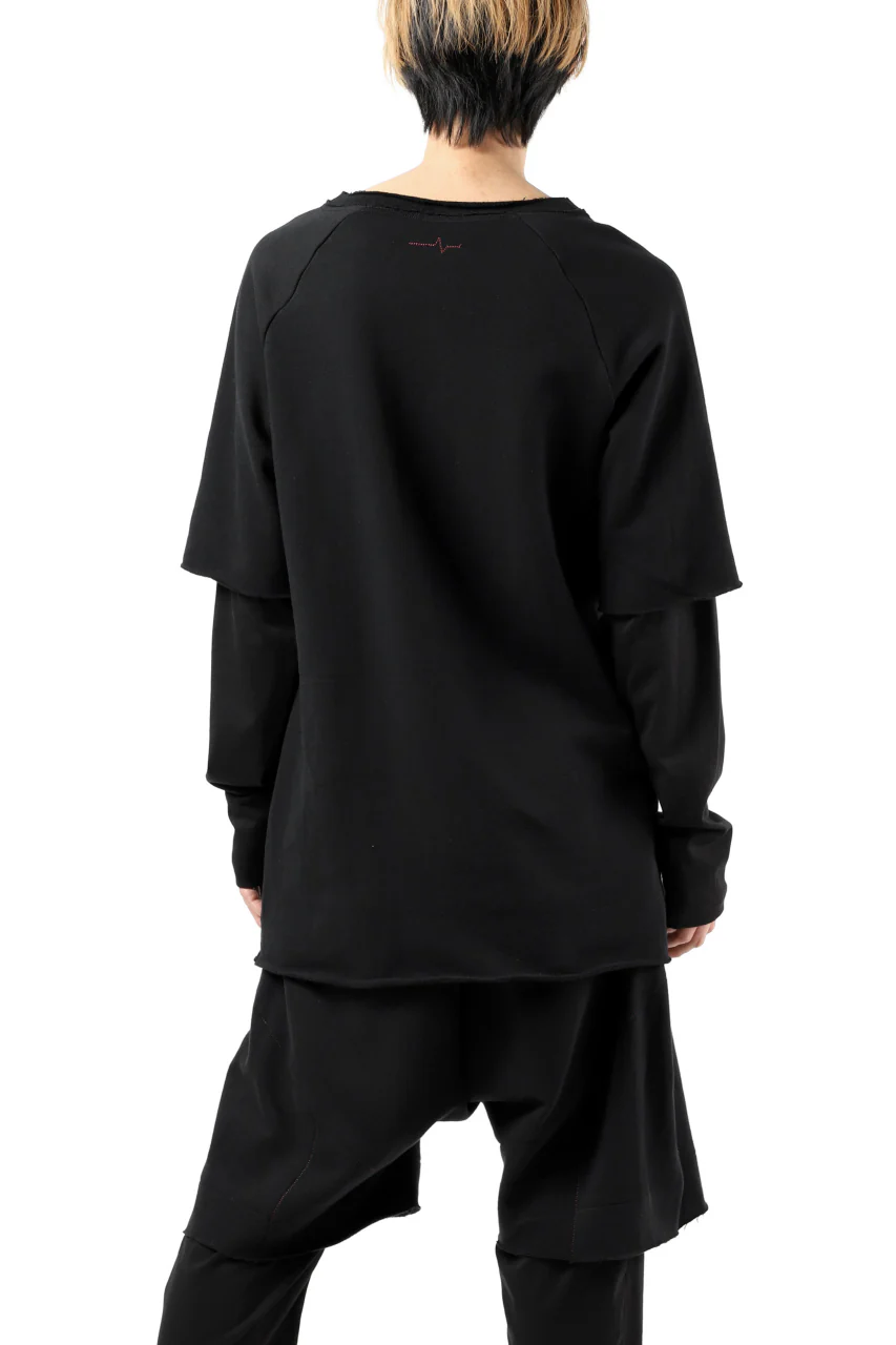 FIRST AID TO THE INJURED LAYERED SLEEVE TOPS / FRENCH TERRY + JERSEY (BLACK) - Image 8