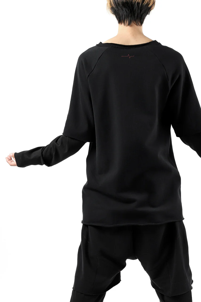FIRST AID TO THE INJURED LAYERED SLEEVE TOPS / FRENCH TERRY + JERSEY (BLACK) - Image 9