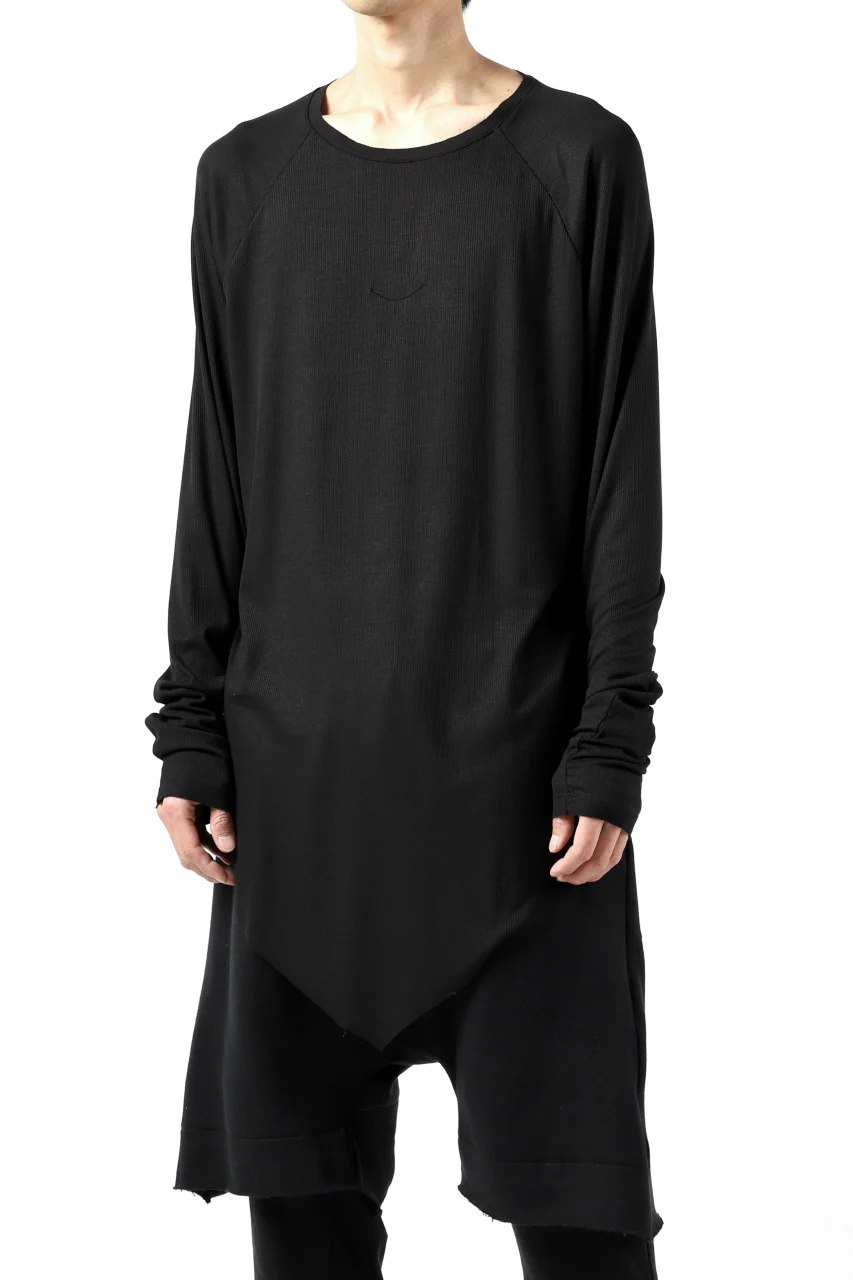 FIRST AID TO THE INJURED REHAM RAGLAN LONG SLEEVE T-SHIRT / MIXED UP RIB (BLACK) - Image 3